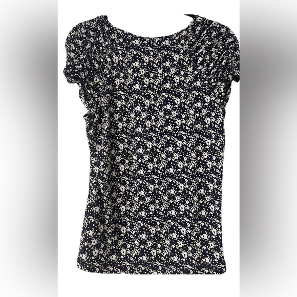 NWOT Tommy Hilfiger Navy Print Short Sleeved Top Size M - Picture 2 of 6